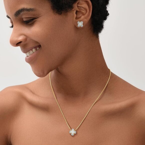 Women's 18k Gold Plated Full CZ Pendant Necklace Handmade Jewelry Everyday Wear - Picture 2 of 8